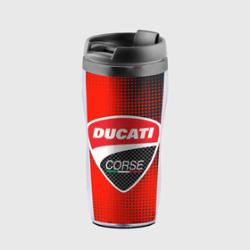 Термокружка-непроливайка с принтом Ducati Corse (Z) в Санкт-Петербурге, внутренняя часть — пищевой пластик, наружная часть — прозрачный пластик, между ними — полиграфическая вставка с рисунком | объем — 350 мл, герметичная крышка | Тематика изображения на принте: audi | audi ag | corse | ducati | ducati corse | ducati motor holding | hypermotard | multistrada | panigale | scrambler | streetfighter | supersport | дукати | массимо борди | мото | фабио тальони