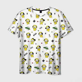 Мужская футболка 3D с принтом BT21 CHIMMY в Санкт-Петербурге, 100% полиэфир | прямой крой, круглый вырез горловины, длина до линии бедер | Тематика изображения на принте: bt 21 | bt21 chimmy | bts | chimmy | бт 21 | собачка | чими