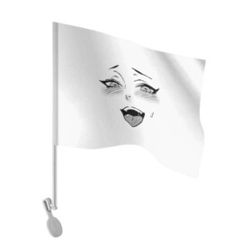 Флаг для автомобиля с принтом Ахегао личико в Санкт-Петербурге, 100% полиэстер | Размер: 30*21 см | аниме | ахегао | девушка | лицо | язык