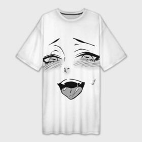 Платье-футболка 3D с принтом Ахегао личико в Санкт-Петербурге,  |  | аниме | ахегао | девушка | лицо | язык