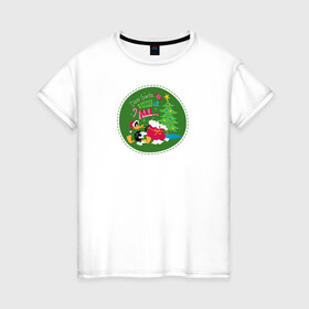 Женская футболка хлопок с принтом Dear Santa, I want it all... в Санкт-Петербурге, 100% хлопок | прямой крой, круглый вырез горловины, длина до линии бедер, слегка спущенное плечо | daffy | duck | tunes | vdzajul | дак | даффи