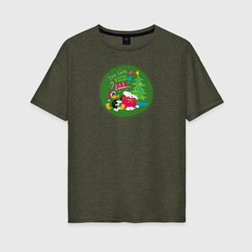 Женская футболка хлопок Oversize с принтом Dear Santa I want it all в Санкт-Петербурге, 100% хлопок | свободный крой, круглый ворот, спущенный рукав, длина до линии бедер
 | Тематика изображения на принте: daffy | duck | tunes | vdzajul | дак | даффи