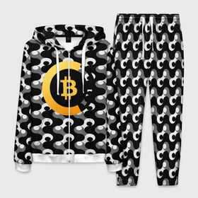 Мужской костюм 3D с принтом BTC БИТКОИН (S) в Санкт-Петербурге, 100% полиэстер | Манжеты и пояс оформлены тканевой резинкой, двухслойный капюшон со шнурком для регулировки, карманы спереди | bitcoin | btc | биткоин | валюта | деньги | криптовалюта