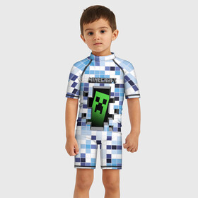 Детский купальный костюм 3D с принтом Minecraft (S) в Санкт-Петербурге, Полиэстер 85%, Спандекс 15% | застежка на молнии на спине | craft | creeper | earth | logo | mine | minecraft | mobile | online | земля | игра | крипер | лого | майкрафт | майнкрафт | онлайн | подземелье