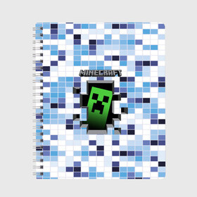 Тетрадь с принтом Minecraft (S) в Санкт-Петербурге, 100% бумага | 48 листов, плотность листов — 60 г/м2, плотность картонной обложки — 250 г/м2. Листы скреплены сбоку удобной пружинной спиралью. Уголки страниц и обложки скругленные. Цвет линий — светло-серый
 | craft | creeper | earth | logo | mine | minecraft | mobile | online | земля | игра | крипер | лого | майкрафт | майнкрафт | онлайн | подземелье