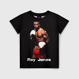 Детская футболка 3D с принтом Roy Jones в Санкт-Петербурге, 100% гипоаллергенный полиэфир | прямой крой, круглый вырез горловины, длина до линии бедер, чуть спущенное плечо, ткань немного тянется | Тематика изображения на принте: boxer | boxing | great boxer | roy jones | roy jones lettering | roy jones print | бокс | боксер | великий боксер | надпись roy jones | принт roy jones | рой джонс