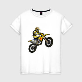 Женская футболка хлопок с принтом Suzuki (+спина) в Санкт-Петербурге, 100% хлопок | прямой крой, круглый вырез горловины, длина до линии бедер, слегка спущенное плечо | bike | moto | motorcycle | sport | suzuki | байк | мото | мотоциклы | спорт | сузуки