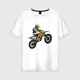 Женская футболка хлопок Oversize с принтом Suzuki (+спина) в Санкт-Петербурге, 100% хлопок | свободный крой, круглый ворот, спущенный рукав, длина до линии бедер
 | bike | moto | motorcycle | sport | suzuki | байк | мото | мотоциклы | спорт | сузуки