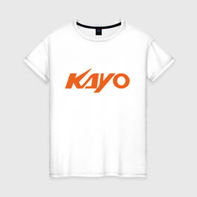 Женская футболка хлопок с принтом KAYO LOGO (Z) в Санкт-Петербурге, 100% хлопок | прямой крой, круглый вырез горловины, длина до линии бедер, слегка спущенное плечо | kayo | moto | motorcycle | sport | байк | кайо | мото | мотоциклы | спорт