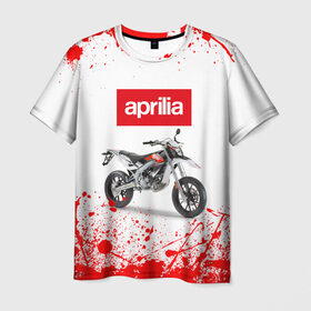 Мужская футболка 3D с принтом Aprilia (Z) в Санкт-Петербурге, 100% полиэфир | прямой крой, круглый вырез горловины, длина до линии бедер | aprilia | aprilia racing | bike | moto | motocycle | sportmotorcycle | априлия | мото | мотоспорт