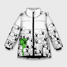 Зимняя куртка для девочек 3D с принтом Minecraft Крипер в Санкт-Петербурге, ткань верха — 100% полиэстер; подклад — 100% полиэстер, утеплитель — 100% полиэстер. | длина ниже бедра, удлиненная спинка, воротник стойка и отстегивающийся капюшон. Есть боковые карманы с листочкой на кнопках, утяжки по низу изделия и внутренний карман на молнии. 

Предусмотрены светоотражающий принт на спинке, радужный светоотражающий элемент на пуллере молнии и на резинке для утяжки. | creeper | game | зомби | игра | крипер | майн | майнкрафт | монстр