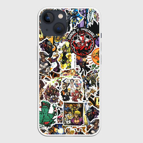 Чехол для iPhone 13 с принтом JoJo’s Sticker Bombing в Санкт-Петербурге,  |  | anime | jojo’s bizarre adventure | sticker bombing | аниме | джо джо | жо жо | манга | мультфильм | невероятные приключения джоджо | персонаж | стикер бомбинг