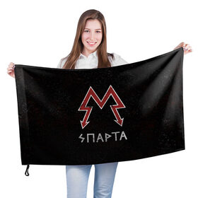 Флаг 3D с принтом Спарта в Санкт-Петербурге, 100% полиэстер | плотность ткани — 95 г/м2, размер — 67 х 109 см. Принт наносится с одной стороны | Тематика изображения на принте: metro 2033 | логотип | спарта | фракция