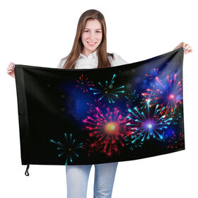 Флаг 3D с принтом Новогодний Салют в Санкт-Петербурге, 100% полиэстер | плотность ткани — 95 г/м2, размер — 67 х 109 см. Принт наносится с одной стороны | 