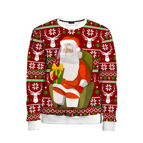 Детский свитшот 3D с принтом Санта с защитным экраном в Санкт-Петербурге, 100% полиэстер | свободная посадка, прямой крой, мягкая тканевая резинка на рукавах и понизу свитшота | deer | happy new year | new year | santa | защитный экран | корона | коронавирус | новогодний свитер | новый год | санта | санта клаус | свитер | свитер с маской | свитер с оленями