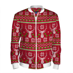 Мужской бомбер 3D с принтом Viral sweater в Санкт-Петербурге, 100% полиэстер | застегивается на молнию, по бокам два кармана без застежек, по низу бомбера и на воротнике - эластичная резинка | deer | happy new year | new year | santa | защитный экран | корона | коронавирус | новогодний свитер | новый год | свитер | свитер с маской | свитер с оленями