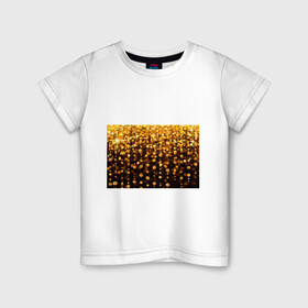 Детская футболка хлопок с принтом ЗОЛОТЫЕ БЛЕСТКИ в Санкт-Петербурге, 100% хлопок | круглый вырез горловины, полуприлегающий силуэт, длина до линии бедер | gold | pattern | rain | блестки | блестящий | дождь | звезды | золото | красиво | новый год | праздник | снежинки | текстуры