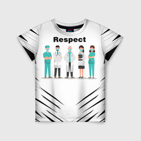 Детская футболка 3D с принтом RESPECT в Санкт-Петербурге, 100% гипоаллергенный полиэфир | прямой крой, круглый вырез горловины, длина до линии бедер, чуть спущенное плечо, ткань немного тянется | 