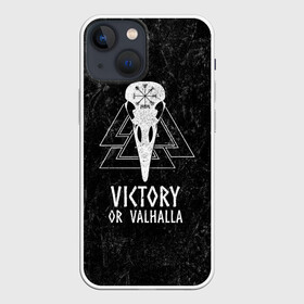 Чехол для iPhone 13 mini с принтом Victory or Valhalla в Санкт-Петербурге,  |  | вальхалла | викинг | ворон | символ | скандинавия | череп | язычество