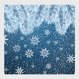 Магнитный плакат 3Х3 с принтом Снежное Настроенние в Санкт-Петербурге, Полимерный материал с магнитным слоем | 9 деталей размером 9*9 см | елочные иголки | новый год | рисунок | снег | снежинки