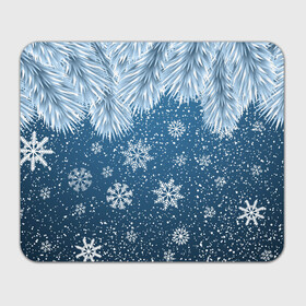 Прямоугольный коврик для мышки с принтом Снежное Настроенние в Санкт-Петербурге, натуральный каучук | размер 230 х 185 мм; запечатка лицевой стороны | елочные иголки | новый год | рисунок | снег | снежинки