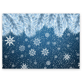 Поздравительная открытка с принтом Снежное Настроенние в Санкт-Петербурге, 100% бумага | плотность бумаги 280 г/м2, матовая, на обратной стороне линовка и место для марки
 | елочные иголки | новый год | рисунок | снег | снежинки