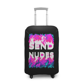 Чехол для чемодана 3D с принтом Send Nudes в Санкт-Петербурге, 86% полиэфир, 14% спандекс | двустороннее нанесение принта, прорези для ручек и колес | glitch | send nudes | абстракция | кислотный | неон | огонь