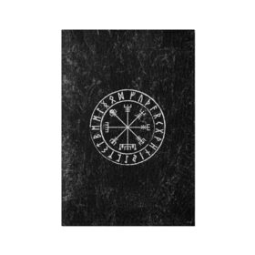 Обложка для паспорта матовая кожа с принтом Вегвизир в Санкт-Петербурге, натуральная матовая кожа | размер 19,3 х 13,7 см; прозрачные пластиковые крепления | Тематика изображения на принте: амулет | вегвизир | викинги | руны | символ | скандинавия | язычество