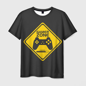 Мужская футболка 3D с принтом Gamer zone в Санкт-Петербурге, 100% полиэфир | прямой крой, круглый вырез горловины, длина до линии бедер | gamer | джойстик | игрок