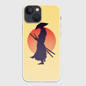 Чехол для iPhone 13 mini с принтом Ронин в Санкт-Петербурге,  |  | bushido | japan | japanes | katana | ronin | samurai | sword | бусидо | воин | восходящее солнце | катана | кимоно | меч | мечник | рассвет | ронин | самурай | самурайский | силуэт | силуэт воина | солнце | якудза | японец