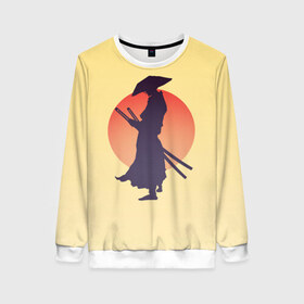 Женский свитшот 3D с принтом Ронин в Санкт-Петербурге, 100% полиэстер с мягким внутренним слоем | круглый вырез горловины, мягкая резинка на манжетах и поясе, свободная посадка по фигуре | bushido | japan | japanes | katana | ronin | samurai | sword | бусидо | воин | восходящее солнце | катана | кимоно | меч | мечник | рассвет | ронин | самурай | самурайский | силуэт | силуэт воина | солнце | якудза | японец