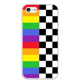Чехол для iPhone 5/5S матовый с принтом Rainbow в Санкт-Петербурге, Силикон | Область печати: задняя сторона чехла, без боковых панелей | музыкант | паттерн | полосы | радуга | реп | рэп | текаши | шахматы | шашки