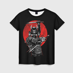 Женская футболка 3D с принтом Samurai в Санкт-Петербурге, 100% полиэфир ( синтетическое хлопкоподобное полотно) | прямой крой, круглый вырез горловины, длина до линии бедер | 2077 | art | blood | cyber | cyberpunk | dead | death | demon | japan | mask | ninja | oni | samurai | shadow | shogun | tokyo | warior | арт | воин | война | демон | катана | кибер | киберпанк | кровь | маска | мертвый | ниндзя | путь | самурай