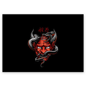 Поздравительная открытка с принтом Хання в Санкт-Петербурге, 100% бумага | плотность бумаги 280 г/м2, матовая, на обратной стороне линовка и место для марки
 | Тематика изображения на принте: 2077 | art | blood | cyber | cyberpunk | dead | death | demon | japan | mask | ninja | oni | samurai | shadow | shogun | tokyo | warior | арт | воин | война | демон | катана | кибер | киберпанк | кровь | маска | мертвый | ниндзя | путь | самурай