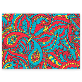 Поздравительная открытка с принтом Цветочный Узор в Санкт-Петербурге, 100% бумага | плотность бумаги 280 г/м2, матовая, на обратной стороне линовка и место для марки
 | paisley | бабочка | бута | индия | ориентальный | орнамент | цветы