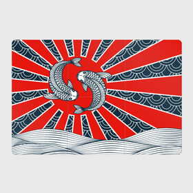 Магнитный плакат 3Х2 с принтом Карпы Кои в Санкт-Петербурге, Полимерный материал с магнитным слоем | 6 деталей размером 9*9 см | бамбук | инь янь | карп | кои | рыба | узор | япония