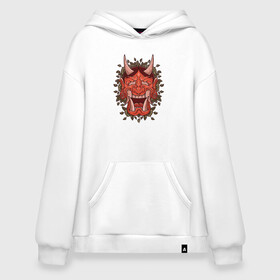 Худи SuperOversize хлопок с принтом Oni demon samurai mask в Санкт-Петербурге, 70% хлопок, 30% полиэстер, мягкий начес внутри | карман-кенгуру, эластичная резинка на манжетах и по нижней кромке, двухслойный капюшон
 | art | cyberpunk samurai | ninja | oni | ronin | samurai | shogun | yakuza | арт | воин | воитель | демон | киберпанк самурай | мерч | мужик | мужчина | они | путь воина | путь война | ронин | сёгун | сепукку | токио | черный самурай