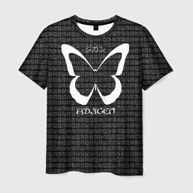 Мужская футболка 3D с принтом butterfly в Санкт-Петербурге, 100% полиэфир | прямой крой, круглый вырез горловины, длина до линии бедер | аниме | бабочка | иероглифы