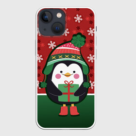 Чехол для iPhone 13 mini с принтом Пингвин. Новый год в Санкт-Петербурге,  |  | зима | новый год | паттерн | пингвин | подарок | праздник | снежинки