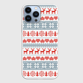 Чехол для iPhone 13 Pro Max с принтом Новогодний пиксельный узор в Санкт-Петербурге,  |  | Тематика изображения на принте: christmas | deer | hearts | new year | pattern | pixels | snowflakes | trees | елки | новый год | олени | пиксели | рождество | сердечки | снежинки | узор