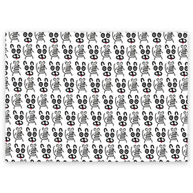 Поздравительная открытка с принтом Кот + Мышь Черный + Белый в Санкт-Петербурге, 100% бумага | плотность бумаги 280 г/м2, матовая, на обратной стороне линовка и место для марки
 | животные | кот | котик | мышка | мышь