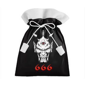 Подарочный 3D мешок с принтом 666 в Санкт-Петербурге, 100% полиэстер | Размер: 29*39 см | Тематика изображения на принте: 666 | creep | scream | warrior | астрал | восставший из ада | демон | монстр | призрак | принт 666 | страшилки | хоррор | хоррор футболки | хэллоуин