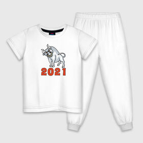 Детская пижама хлопок с принтом Металлический бык - 2021 в Санкт-Петербурге, 100% хлопок |  брюки и футболка прямого кроя, без карманов, на брюках мягкая резинка на поясе и по низу штанин
 | 