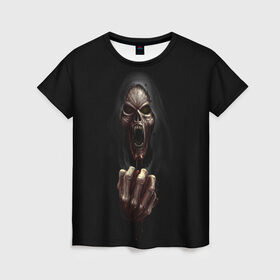 Женская футболка 3D с принтом Древний Вампир в Санкт-Петербурге, 100% полиэфир ( синтетическое хлопкоподобное полотно) | прямой крой, круглый вырез горловины, длина до линии бедер | 666 | blood | dracula | horror | inside | scream | vampire | вампир | внутри | дракула | древний | крик | кровь | ужасы | хоррор