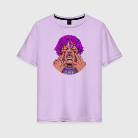 Женская футболка хлопок Oversize с принтом Lil Uzi Vert в Санкт-Петербурге, 100% хлопок | свободный крой, круглый ворот, спущенный рукав, длина до линии бедер
 | lil | luv | music | off | верт | лил | музыка | реп | рэп | узи | фиолетовый