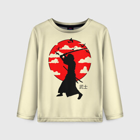Детский лонгслив 3D с принтом Japan samurai в Санкт-Петербурге, 100% полиэстер | длинные рукава, круглый вырез горловины, полуприлегающий силуэт
 | boy | japan style | japanese aesthetics | ninja | samurai | воин | иероглифы | катана | красная луна | меч | ниндзя | рыцарь | самурай | солдат | харакири | черный самурай | япония | японская анимация | японская эстетика