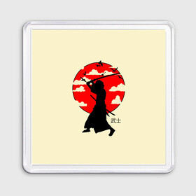 Магнит 55*55 с принтом Japan samurai в Санкт-Петербурге, Пластик | Размер: 65*65 мм; Размер печати: 55*55 мм | boy | japan style | japanese aesthetics | ninja | samurai | воин | иероглифы | катана | красная луна | меч | ниндзя | рыцарь | самурай | солдат | харакири | черный самурай | япония | японская анимация | японская эстетика