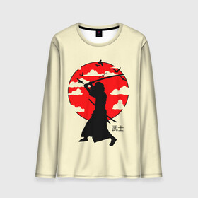 Мужской лонгслив 3D с принтом Japan samurai в Санкт-Петербурге, 100% полиэстер | длинные рукава, круглый вырез горловины, полуприлегающий силуэт | boy | japan style | japanese aesthetics | ninja | samurai | воин | иероглифы | катана | красная луна | меч | ниндзя | рыцарь | самурай | солдат | харакири | черный самурай | япония | японская анимация | японская эстетика