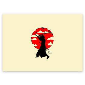 Поздравительная открытка с принтом Japan samurai в Санкт-Петербурге, 100% бумага | плотность бумаги 280 г/м2, матовая, на обратной стороне линовка и место для марки
 | boy | japan style | japanese aesthetics | ninja | samurai | воин | иероглифы | катана | красная луна | меч | ниндзя | рыцарь | самурай | солдат | харакири | черный самурай | япония | японская анимация | японская эстетика