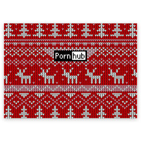 Поздравительная открытка с принтом Pornhub в Санкт-Петербурге, 100% бумага | плотность бумаги 280 г/м2, матовая, на обратной стороне линовка и место для марки
 | deer | fashion | horns | new year | pattern | vanguard | x mas tree | авангард | ёлка | мода | новый год | олень | рога | узор